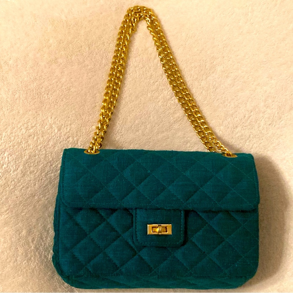 Vintage Star of Saigon Emerald Green Handwoven Raw Silk Purse - Picture 4 of 16